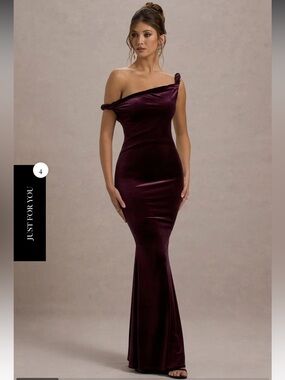 club l halterneck slinky maxi dress Club L London Backless Halterneck Fishtail Maxi Dress in Red